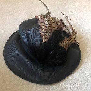Stunning black hat with feathers